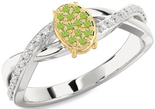 Diamond Amethyst Platinum & Yellow Gold Knot Round Promise Ring