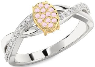 Diamond Amethyst Platinum & Yellow Gold Knot Round Promise Ring