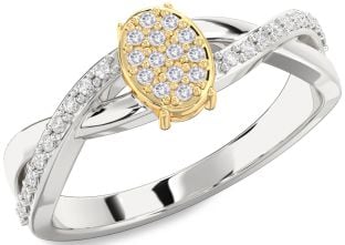 Diamond Amethyst Platinum & Yellow Gold Knot Round Promise Ring