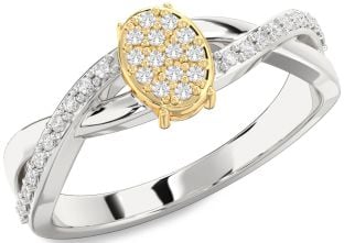 Diamond Amethyst Platinum & Yellow Gold Knot Round Promise Ring