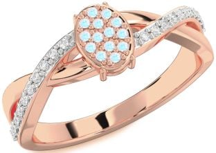 Diamond Amethyst Rose Gold Knot Round Promise Ring