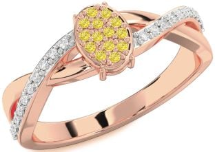 Diamond Amethyst Rose Gold Knot Round Promise Ring