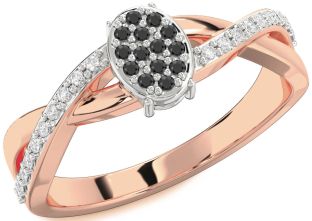 Diamond Amethyst Platinum & Rose Gold Knot Round Promise Ring