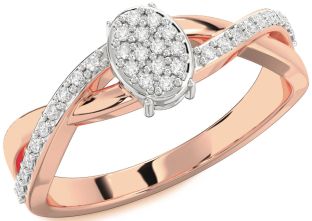 Diamond White Rose Gold Knot Round Promise Ring