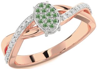 Diamond Amethyst Platinum & Rose Gold Knot Round Promise Ring