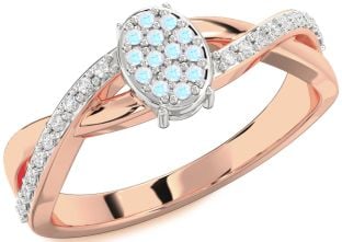 Diamond Amethyst Platinum & Rose Gold Knot Round Promise Ring