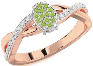 Diamond Amethyst Platinum & Rose Gold Knot Round Promise Ring