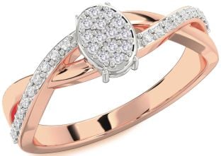 Diamond Amethyst Platinum & Rose Gold Knot Round Promise Ring