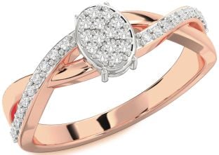 Diamond Amethyst Platinum & Rose Gold Knot Round Promise Ring