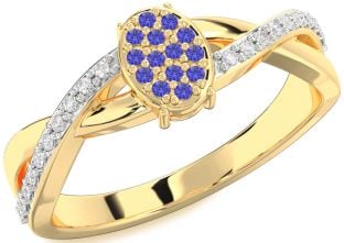 Diamond Amethyst Gold Knot Round Promise Ring
