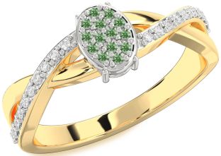 Diamond Amethyst Platinum & Yellow Gold Knot Round Promise Ring