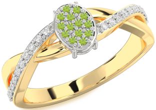 Diamond Amethyst Platinum & Yellow Gold Knot Round Promise Ring