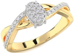 Diamond Amethyst Platinum & Yellow Gold Knot Round Promise Ring