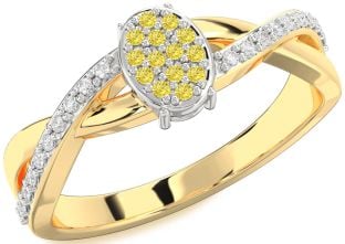 Diamond Amethyst Platinum & Yellow Gold Knot Round Promise Ring