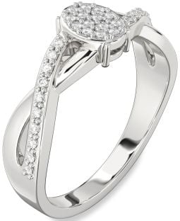 Diamond White Gold Knot Round Promise Ring