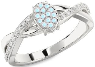 Diamond Amethyst Platinum Knot Round Promise Ring