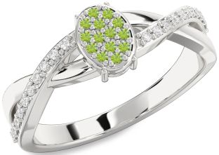 Diamond Amethyst Platinum Knot Round Promise Ring