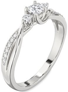 Diamond Platinum Round Three Stone Engagement Ring