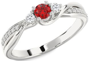 Diamond Ruby White Gold Round Promise Ring