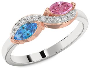 Diamond Platinum & Rose Gold Infinity Marquise Two Stone Promise Ring