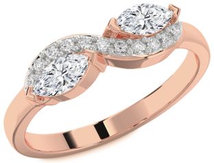 Diamond Rose Gold Marquise Two Stone Ring