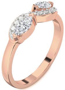 Diamond Rose Gold Infinity Marquise Two Stone Ring