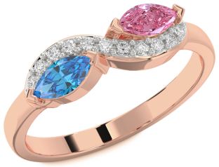 Diamond Rose Gold Infinity Marquise Two Stone Promise Ring