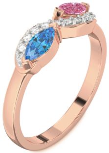 Diamond Rose Gold Infinity Marquise Two Stone Promise Ring