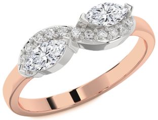 Diamond White Rose Gold Marquise Two Stone Ring