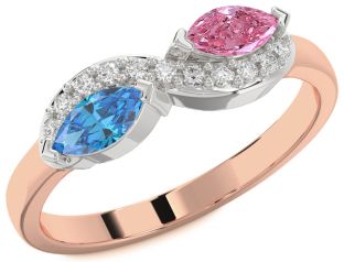 Diamond Platinum & Rose Gold Infinity Marquise Two Stone Promise Ring