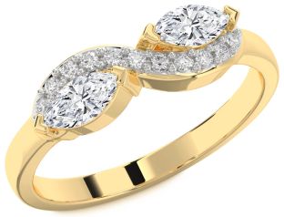 Diamond Gold Marquise Two Stone Ring