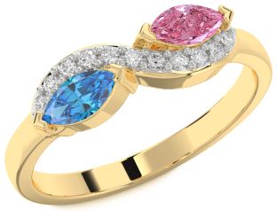 Diamond Gold Infinity Marquise Two Stone Promise Ring