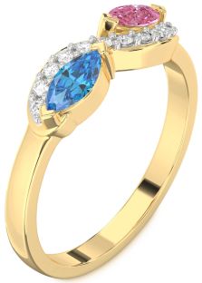 Diamond Gold Infinity Marquise Two Stone Promise Ring