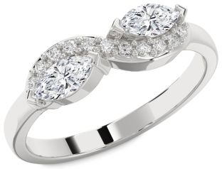 Diamond Platinum Marquise Two Stone Ring