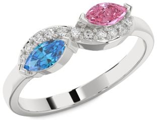 Diamond Platinum Infinity Marquise Two Stone Promise Ring