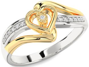 Diamond Silver & 10K gold Heart Promise Ring