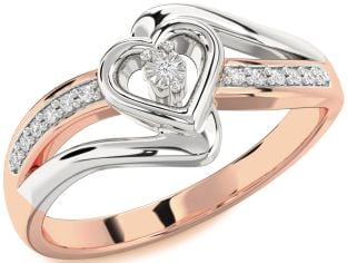 Diamond Platinum & Rose Gold Heart Promise Ring