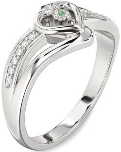 Diamond Emerald White Gold Heart Promise Ring