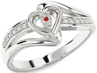 Diamond Ruby White Gold Heart Promise Ring
