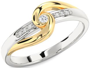 Diamond Silver & 10K gold Knot Promise Ring