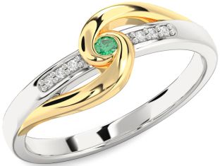 Diamond Emerald White Yellow Gold Knot Promise Ring