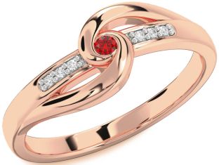 Diamond Ruby Rose Gold Knot Promise Ring