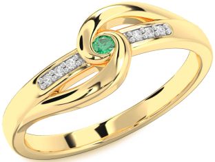 Diamond Emerald Gold Knot Promise Ring