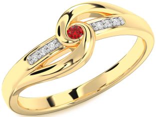 Diamond Ruby Gold Knot Promise Ring
