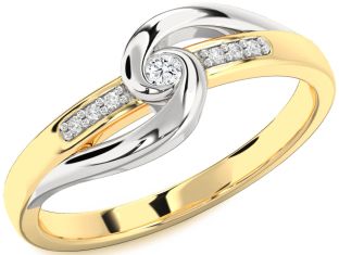 Diamond Platinum & Yellow Gold Knot Promise Ring