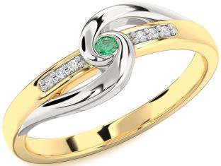 Diamond Emerald White Yellow Gold Knot Promise Ring