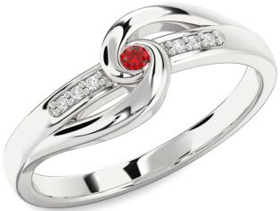 Diamond Ruby White Gold Knot Promise Ring