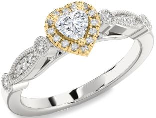 Diamond White Yellow Gold Heart Promise Ring