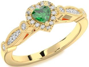 Diamond Emerald Gold Heart Promise Ring