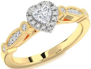 Diamond White Yellow Gold Heart Promise Ring